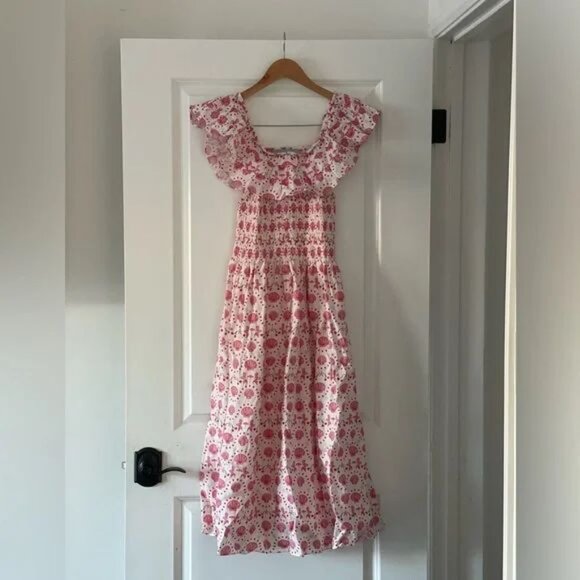 HILL HOUSE HOME The Akilah Off Shoulder Nap Dress in Mermaid Print , Small - Picture 3 of 4